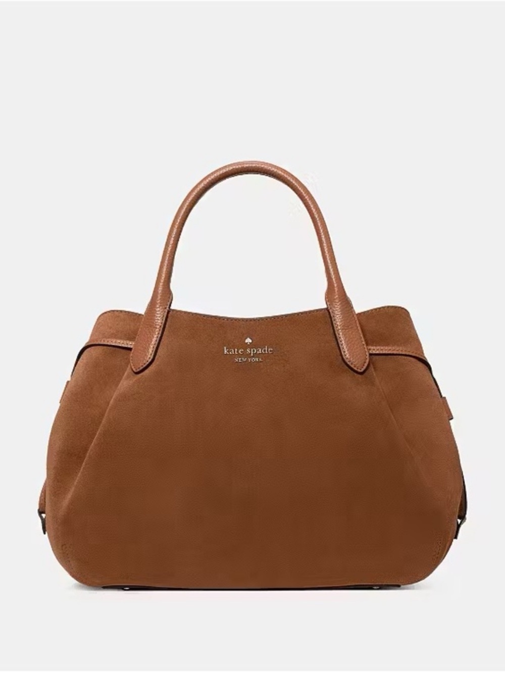 Kate Spade Dumpling Large Suede Satchel Crossbody Bag Warm Gingerbread - Picture 1 of 5